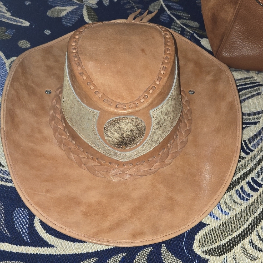 Tan Leather Western Hat